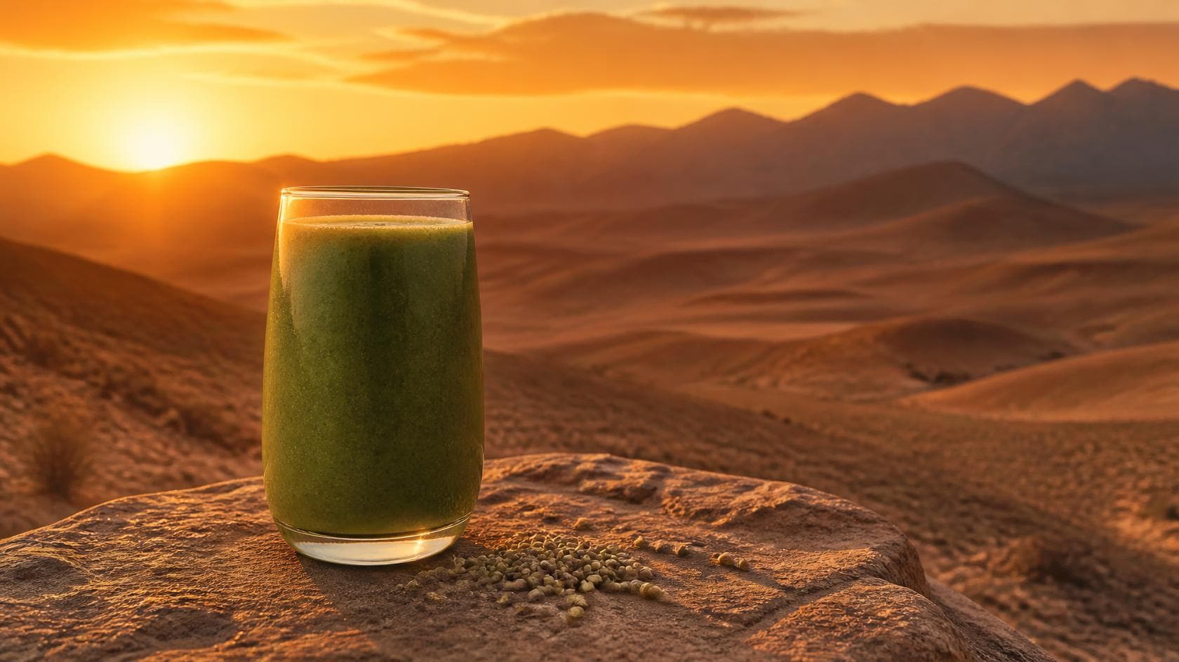 Zucchini-Hemp Spirulina Smoothie, Agafay desert