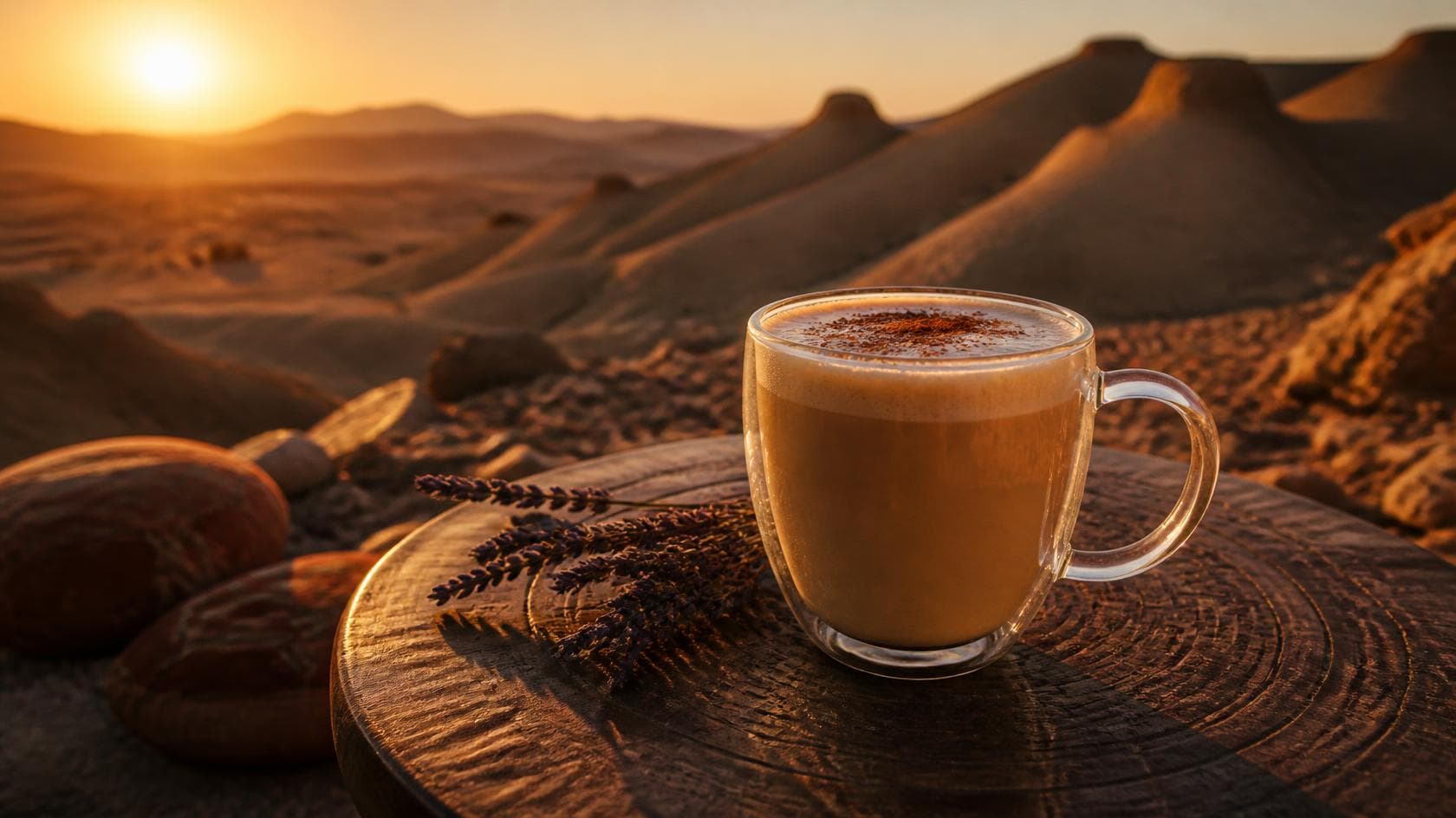 Latte apaisant cajou et reishi, désert d'Agafay